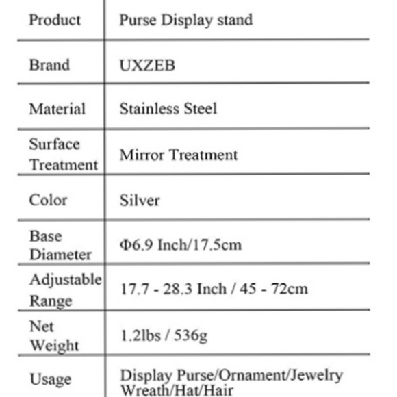 New! Adjustable Stainless Steel Double Hook Handbag Display Stand! - Picture 9 of 10